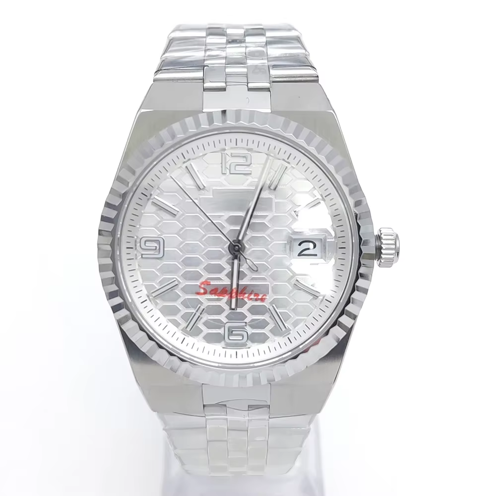 Montre pour homme 6 couleurs 40 mm dorée, automatique NH35, verre saphir, bracelet en acier, montre
