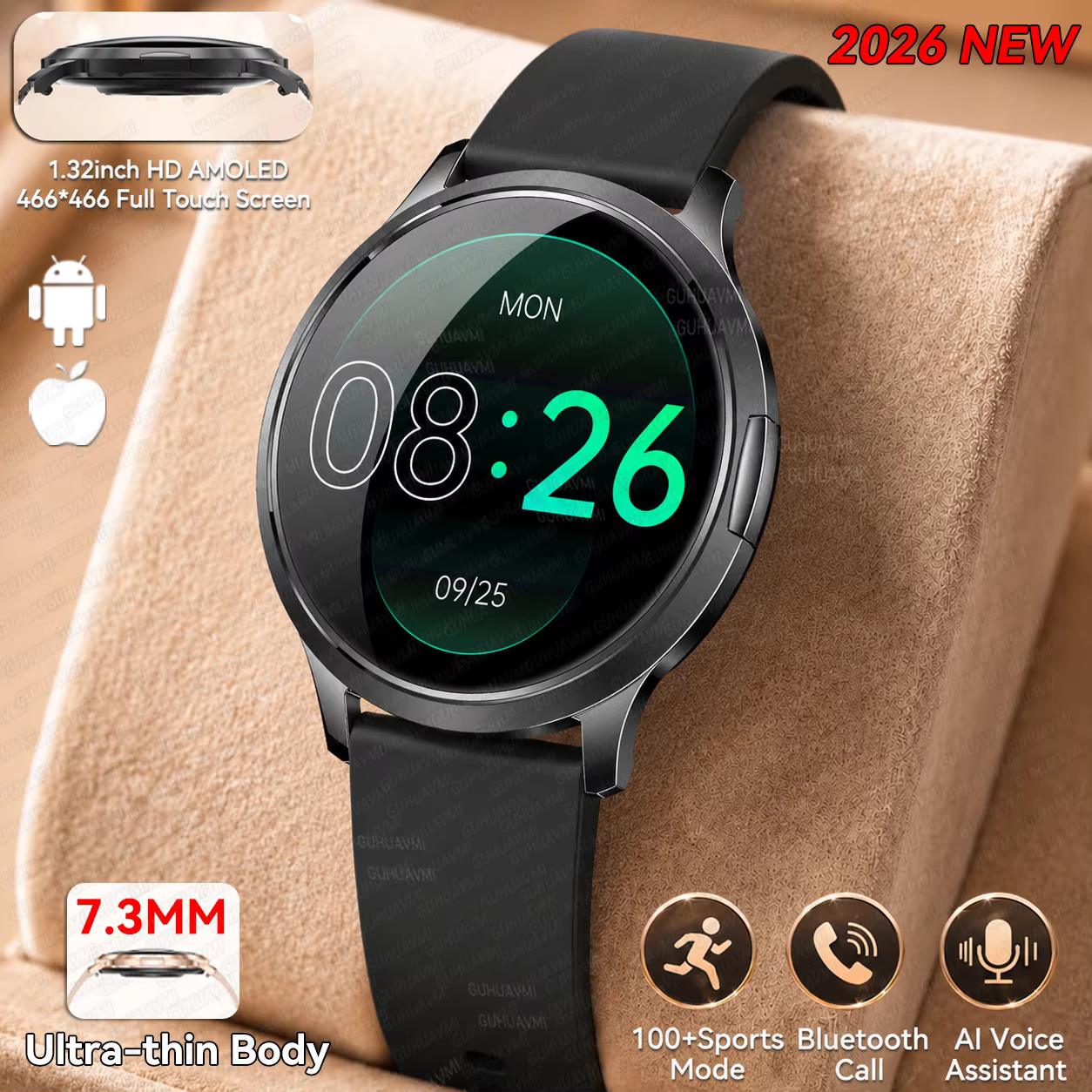 Montres intelligentes pour femmes avec suivi du cycle menstruel, écran AMOLED HD de 1,39 pouces, fré
