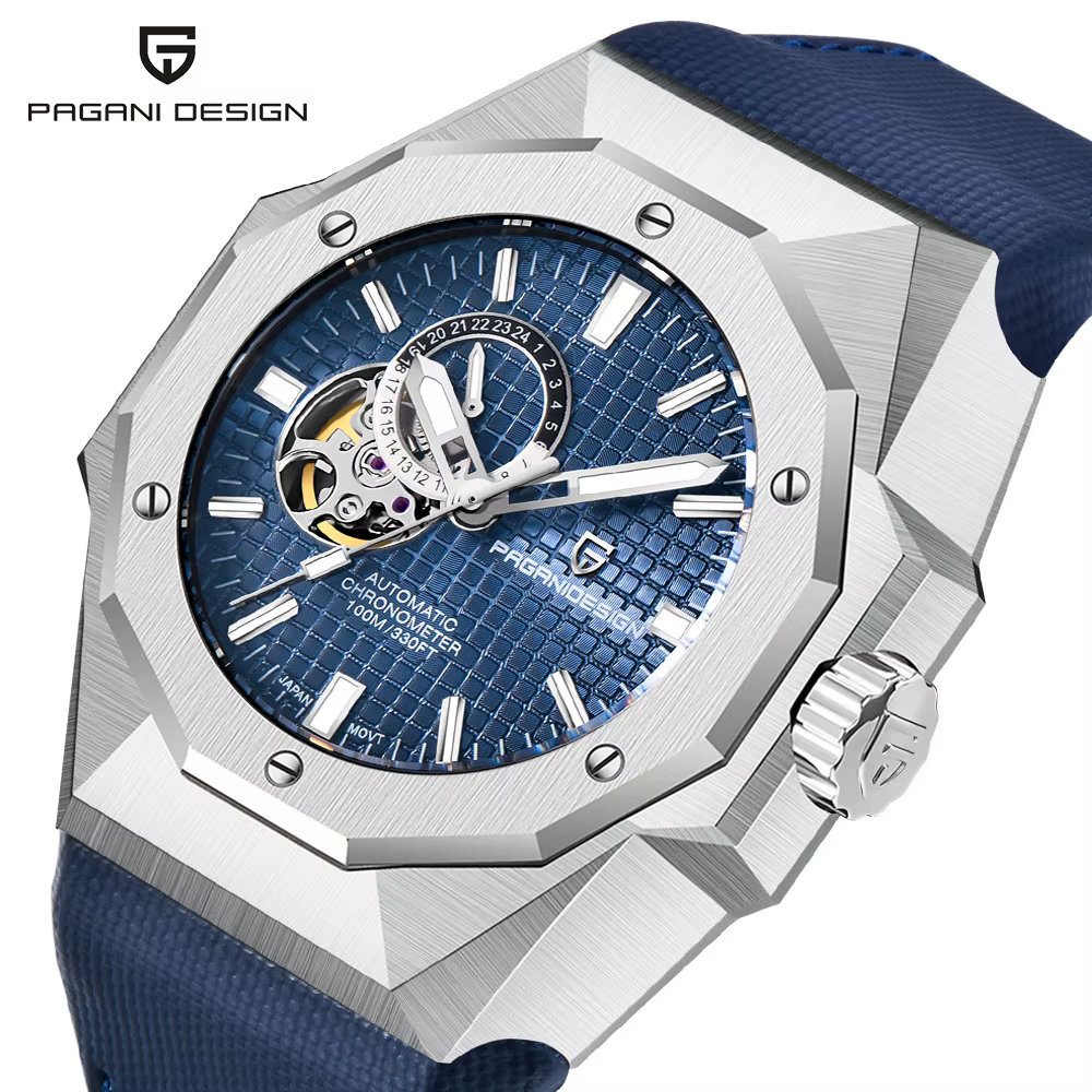 Wildani Design-Montre-bracelet automatique pour homme, acier inoxydable, mécanique, saphir, étanche