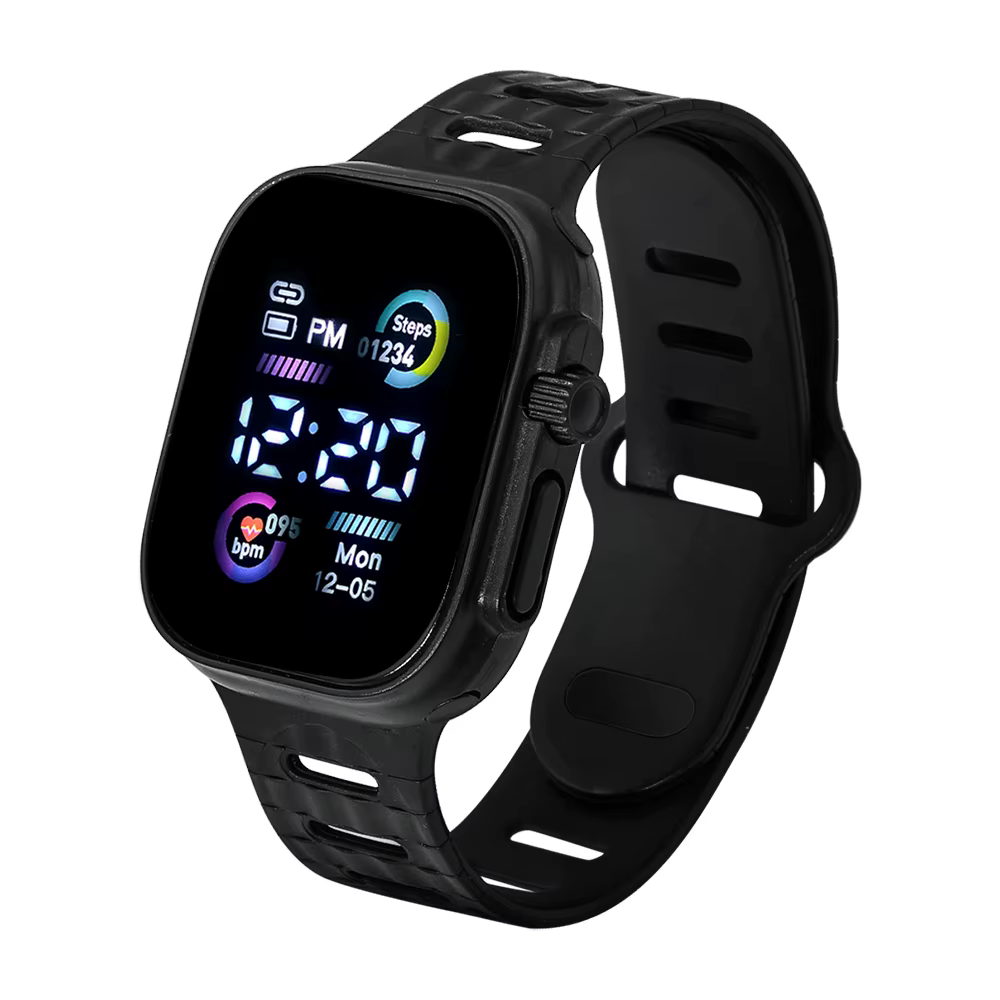 Montre électronique carrée à écran tactile LED pour enfants, sports de plein air de loisirs, adaptée