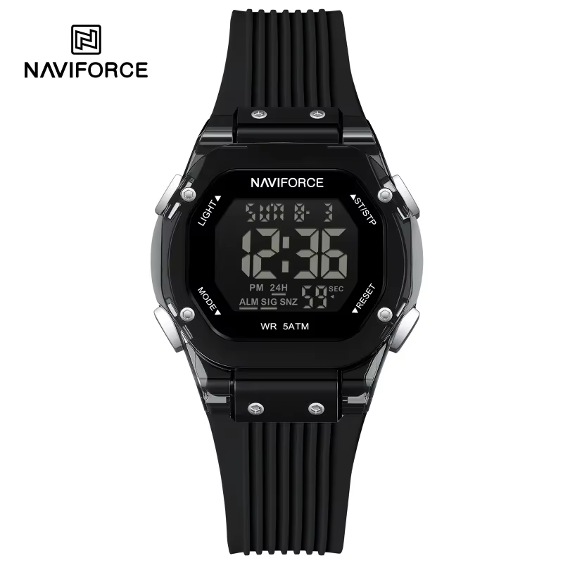 Montre sport multifonction pour femme NAVIFORCE, étanche 5ATM, chronomètre, bracelet en silicone, al
