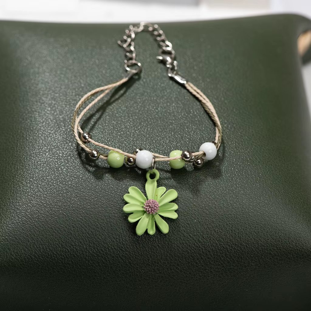 Destroy Andrloy-Bracelet en céramique fait à la main pour femme, fleur en alliage, cadeau, H803