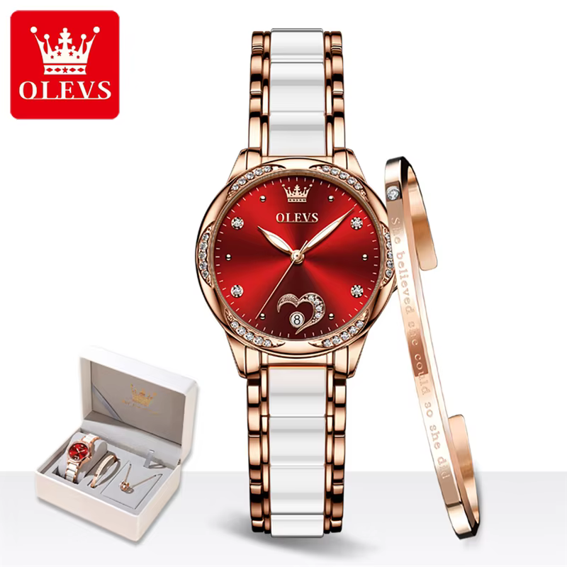 OLEVS Top marque de luxe en céramique montre mécanique pour les femmes mode diamant Bracelet et coll