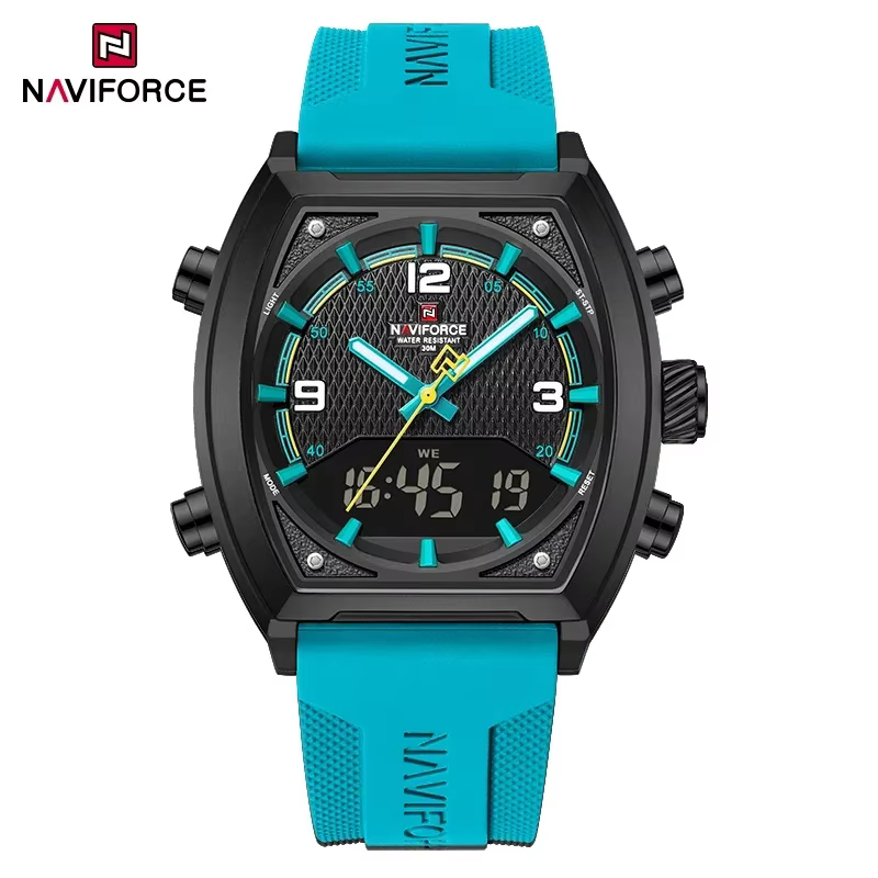 NAVIFORCE montres pour hommes de luxe Sport montre à Quartz hommes LCD double affichage étanche lumi
