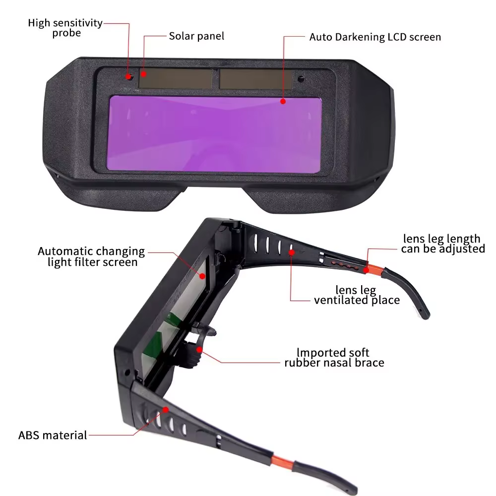 Casque de soudage à énergie solaire, lunettes de soudage à obscurcissement automatique, lunettes de