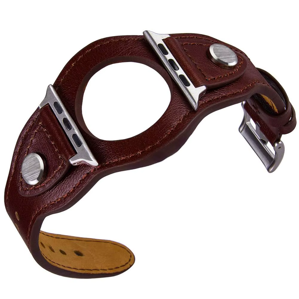 Bracelet manchette en cuir pour Apple Watch Band, 44mm, 40mm, 42mm, 38mm, 49mm, iWatch Series 6, SE,