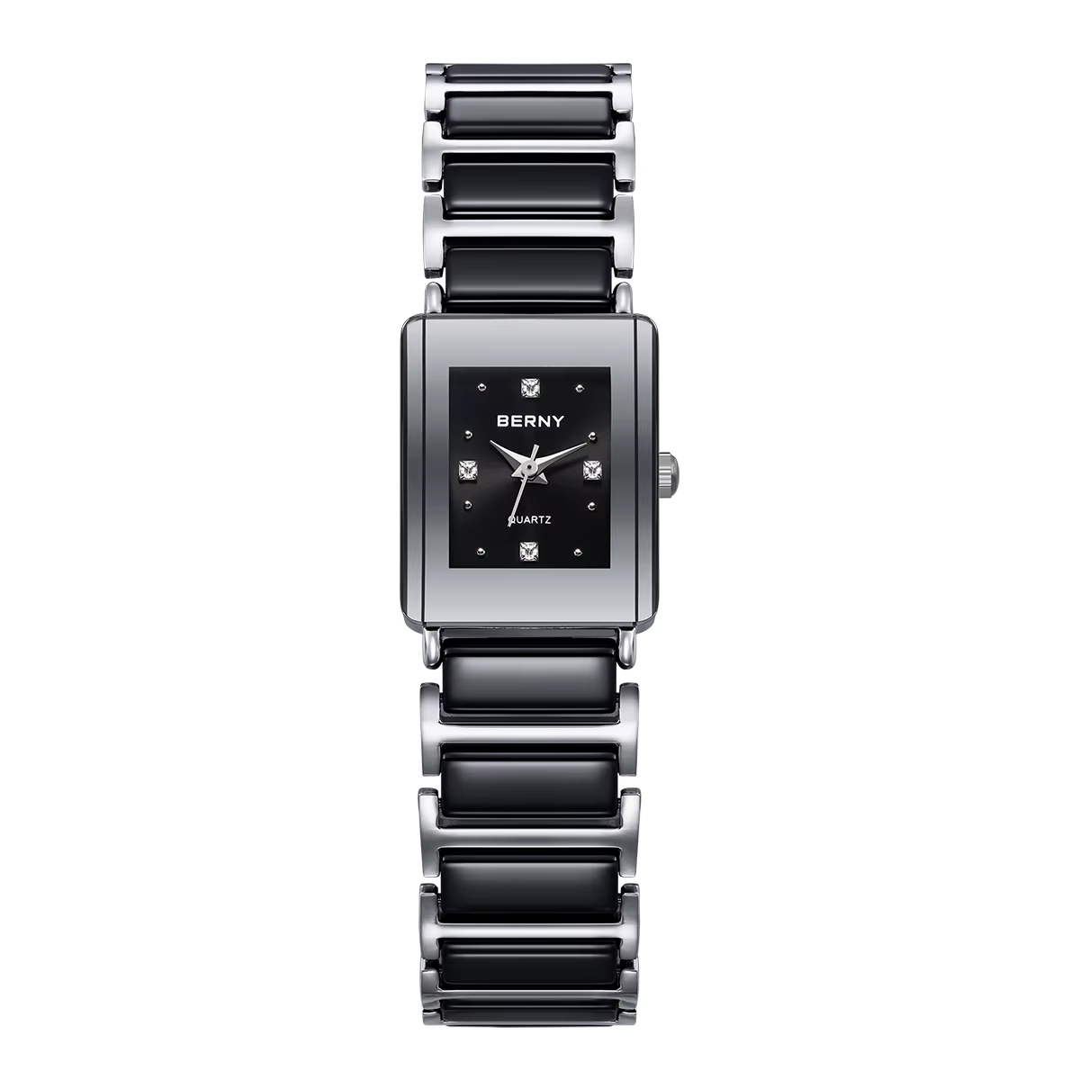 Montres en céramique BERNY pour hommes, montre à quartz rectangulaire décontractée avec calendrier, 