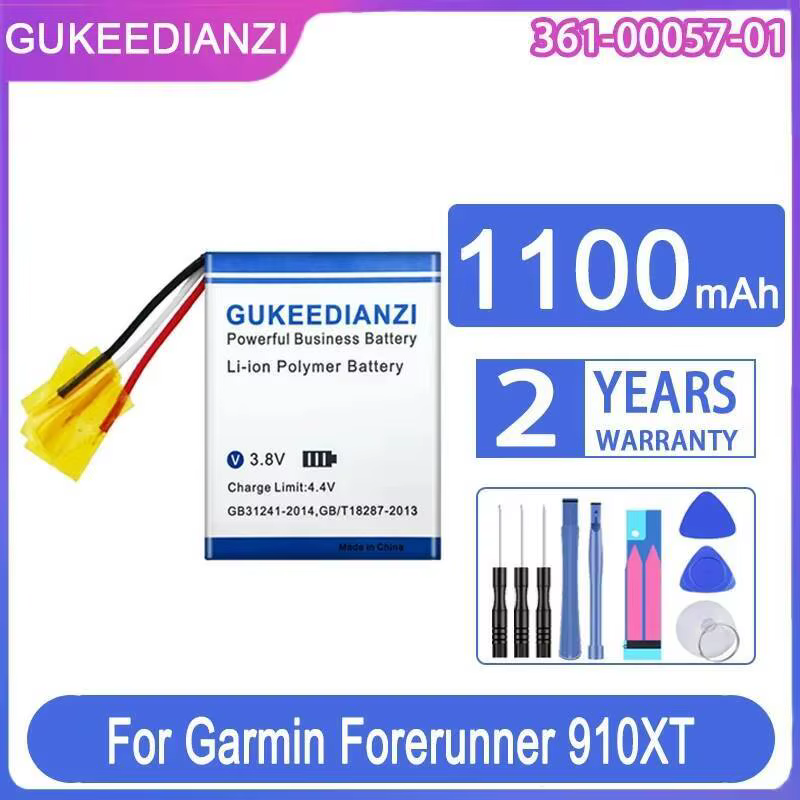 Batterie de montre de sport 1100 mAh pour Garmin Forerunner 910XT Course à pied Triathlon Cyclisme G