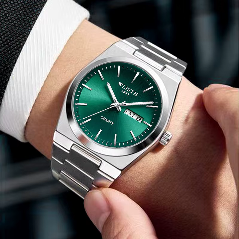 Homme montre montre à Quartz de luxe étanche lumineux Date semaine en acier inoxydable montre pour h