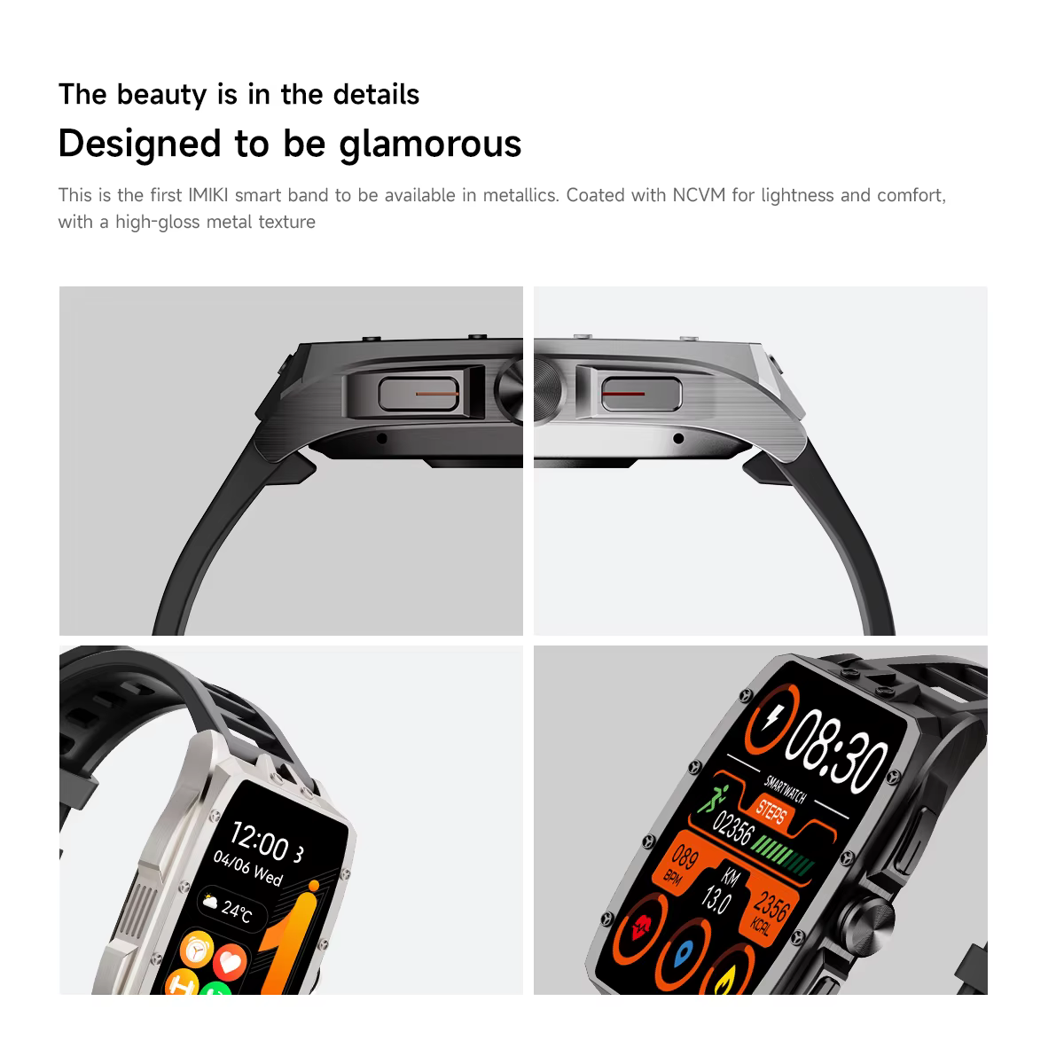IMIKI montre intelligente 1.64 ''HD AMOLED affichage Bluetooth appels téléphoniques 1 ATM étanche 10