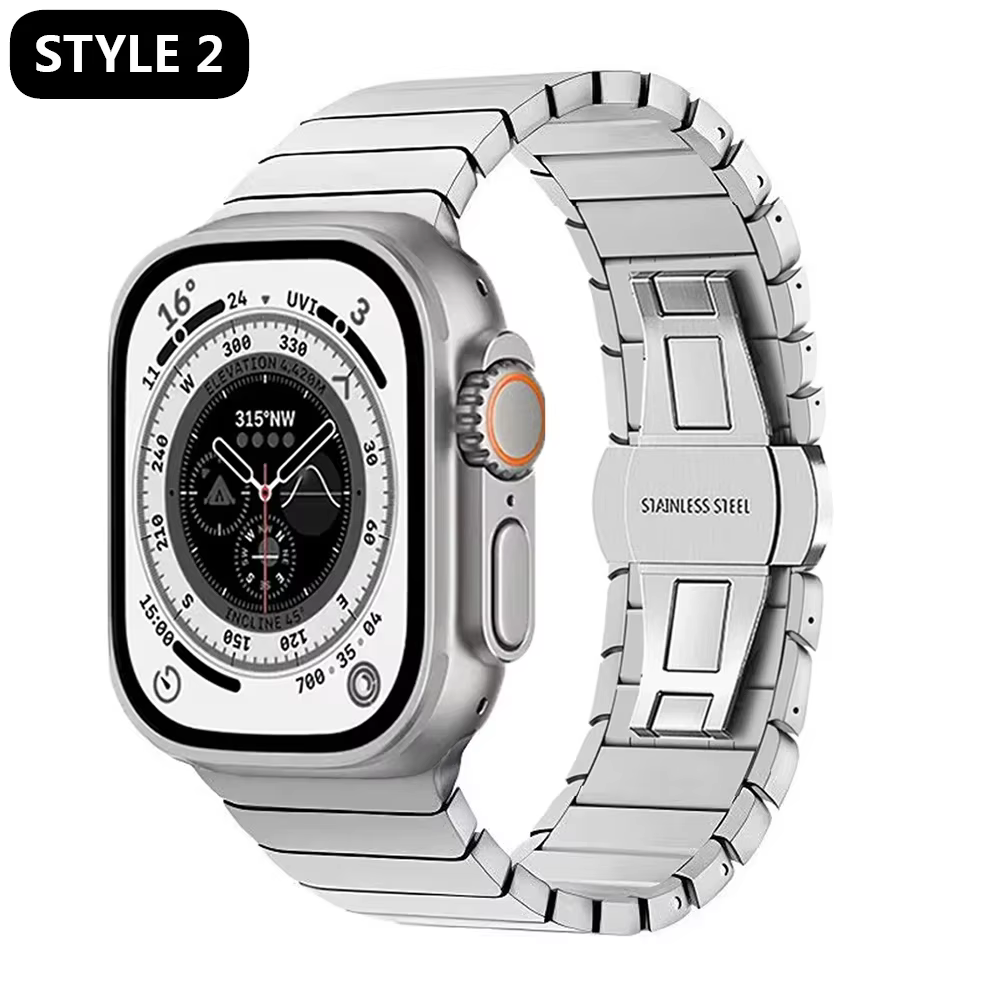 Bracelet à maillons 1:1 Original pour Apple Watch Ultra 2 49mm 9 8 7 Se 6 5 4 45mm 44mm 41mm 40mm Br