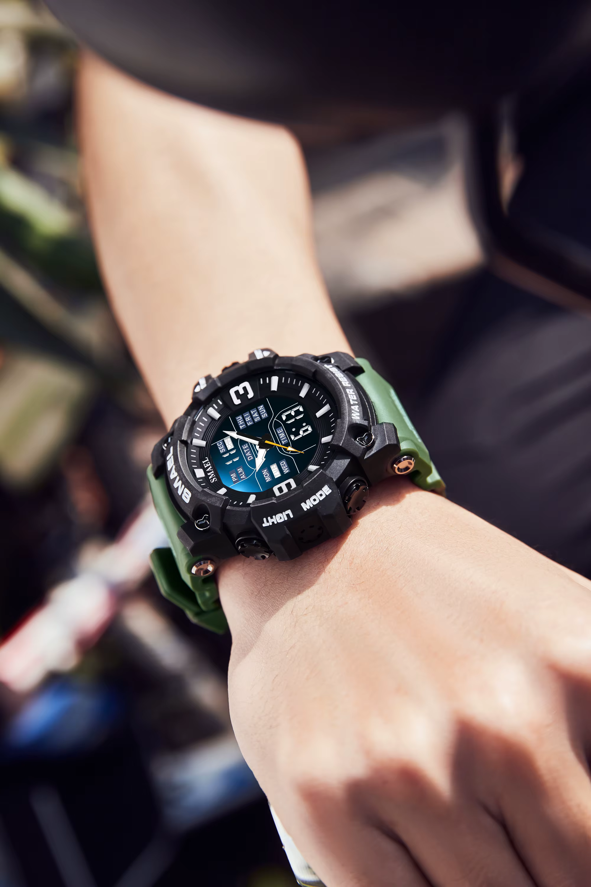 SMAEL-Montre de sport à quartz avec alarme lumineuse LED, montres-bracelets automatiques, affichage