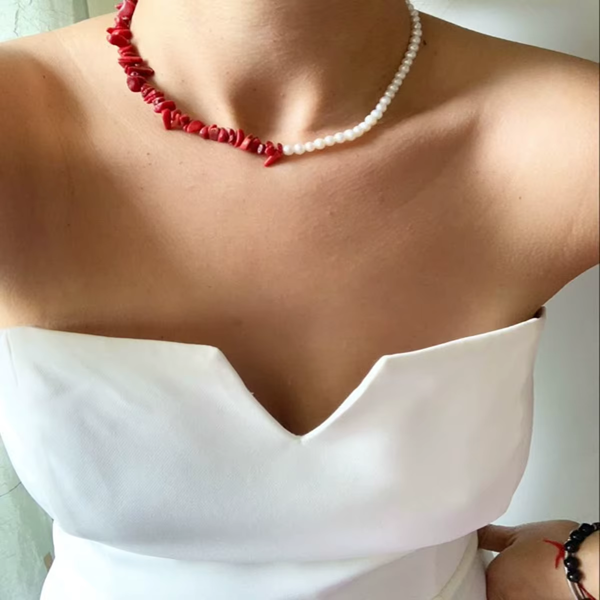 Collier en corail rouge Style INS, accessoires de mode pour femmes, nouveaux bijoux pendentif en per