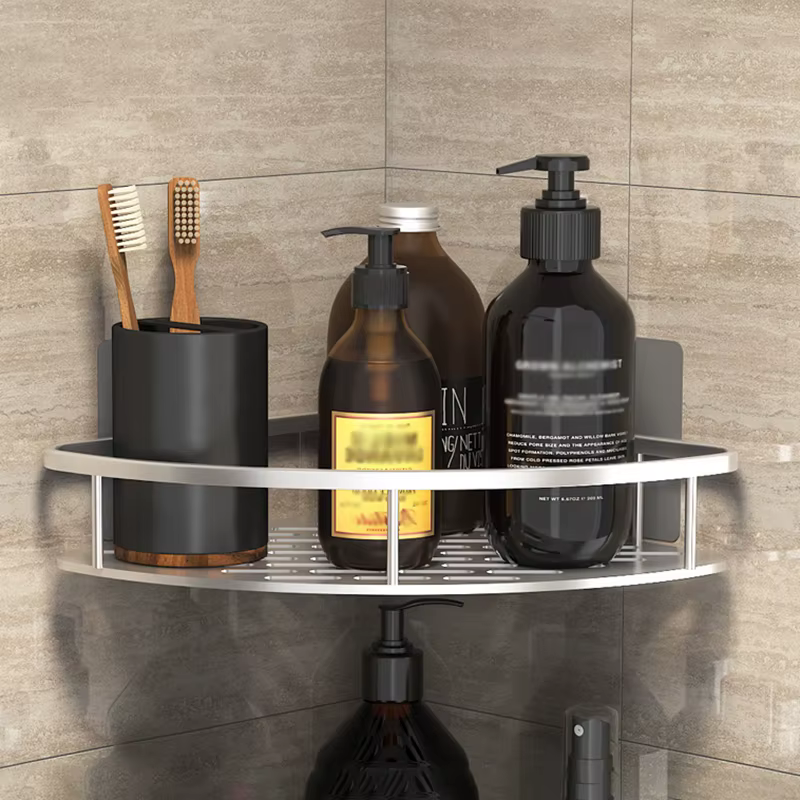 Salle de bains Rangement Rack Pas de Forage Étagères Mural Coin Étagère Douche Titulaire Pour WC Sha