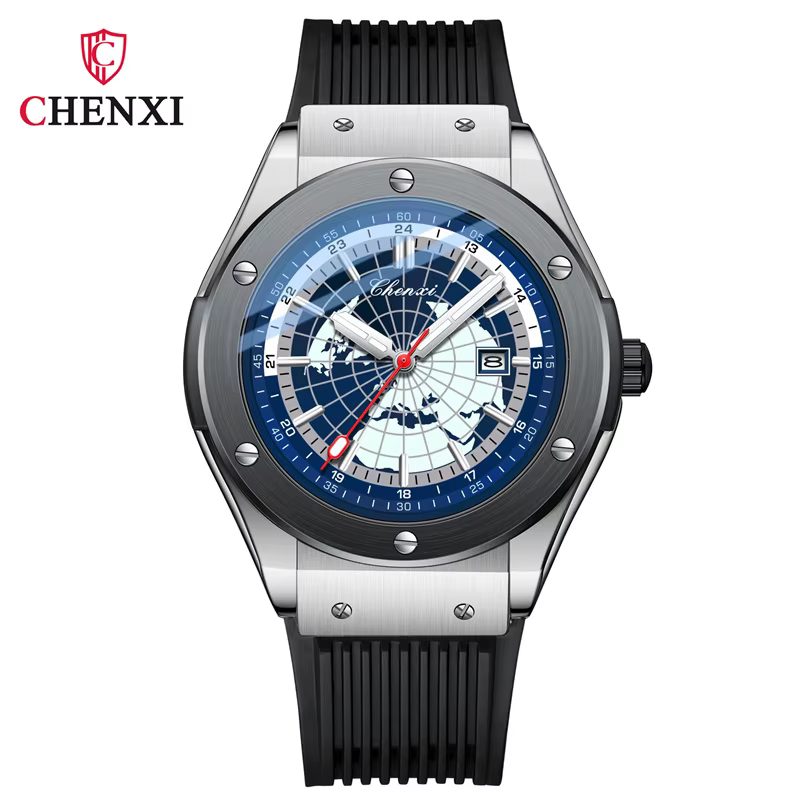 CHENXI 82442 montre à Quartz pour hommes décontracté Unique Sport montres marque carte du monde mili