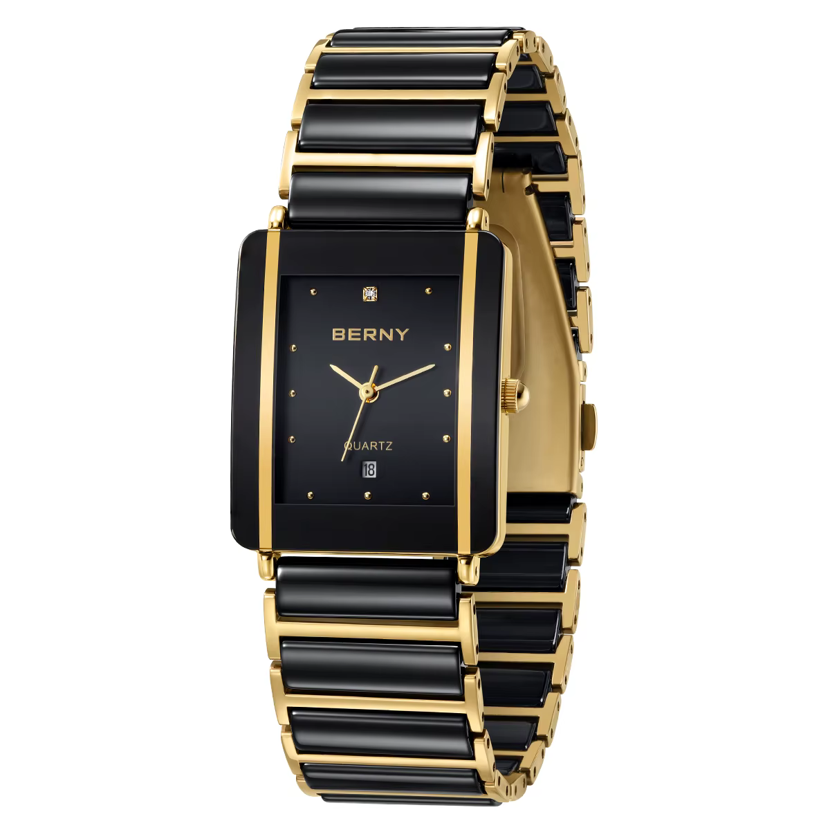 BERNY céramique Quartz femmes montre mode Rectangle hommes/femmes montre-Bracelet de luxe diamant or