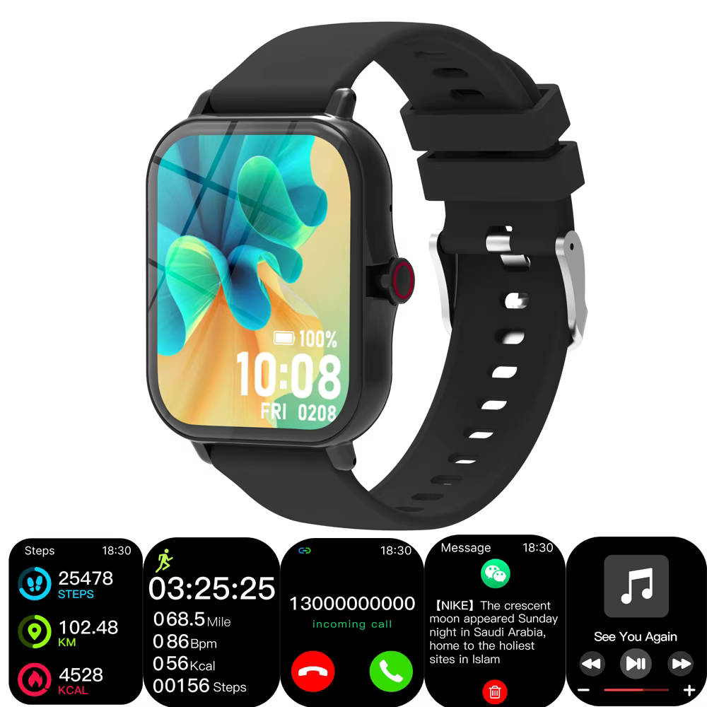Montre connectée avec écran HD de 1.83 pouces, caméra, contrôle de la musique, moniteur d'activité p