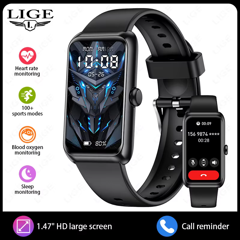 LIGE nouvelle mode montre intelligente dames rappel d'appel sang oxygène bricolage cadran personnali