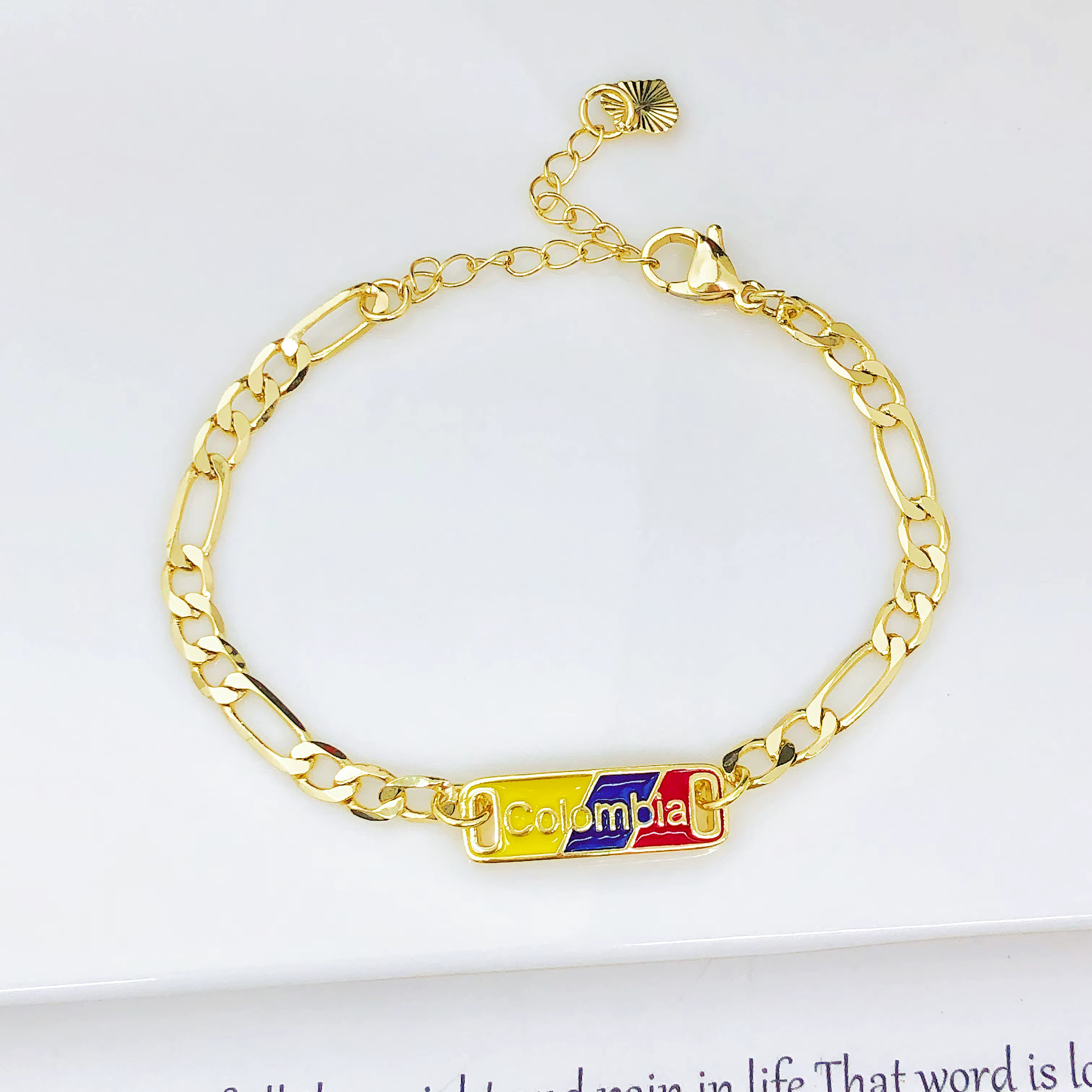 Nouveau bracelet chaîne cubaine drapeau Colombie Mexique pour femmes et hommes, avec breloque cœur é