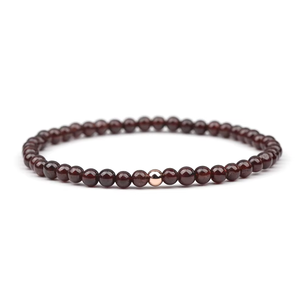 Bracelet en grenat naturel de 4mm, bijoux à la mode, bracelet élastique, cadeau adapté aux hommes et