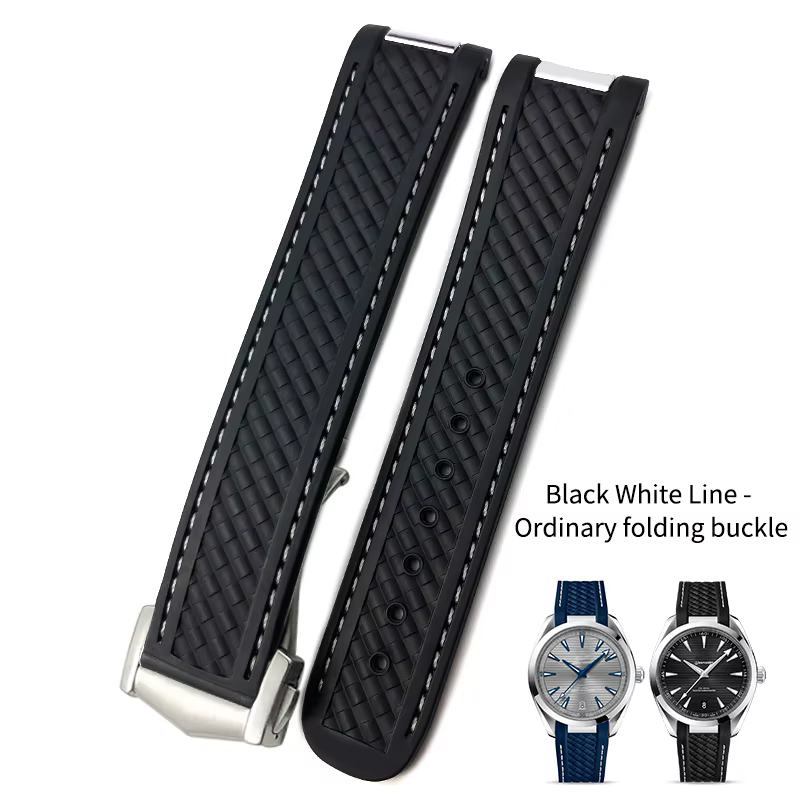 Bracelet de montre en caoutchouc et Silicone, 18mm 19mm 20mm, pour Omega Seamaster 300 AT150 Aqua Te