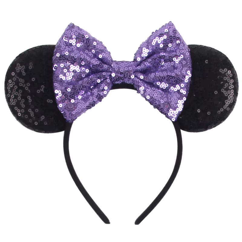 1pc Bandeau classique à sequins Mickey Minnie 3,5 " avec oreilles de souris, accessoire de cheveux t