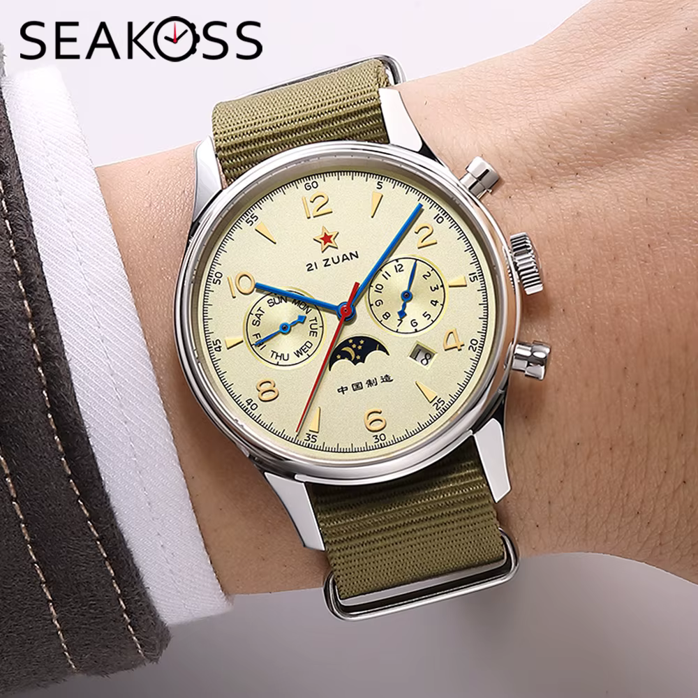 SEAKOSS-Montre-bracelet mécanique automatique pour homme, 1963 avec mouvement SeaghydrST1654, affich