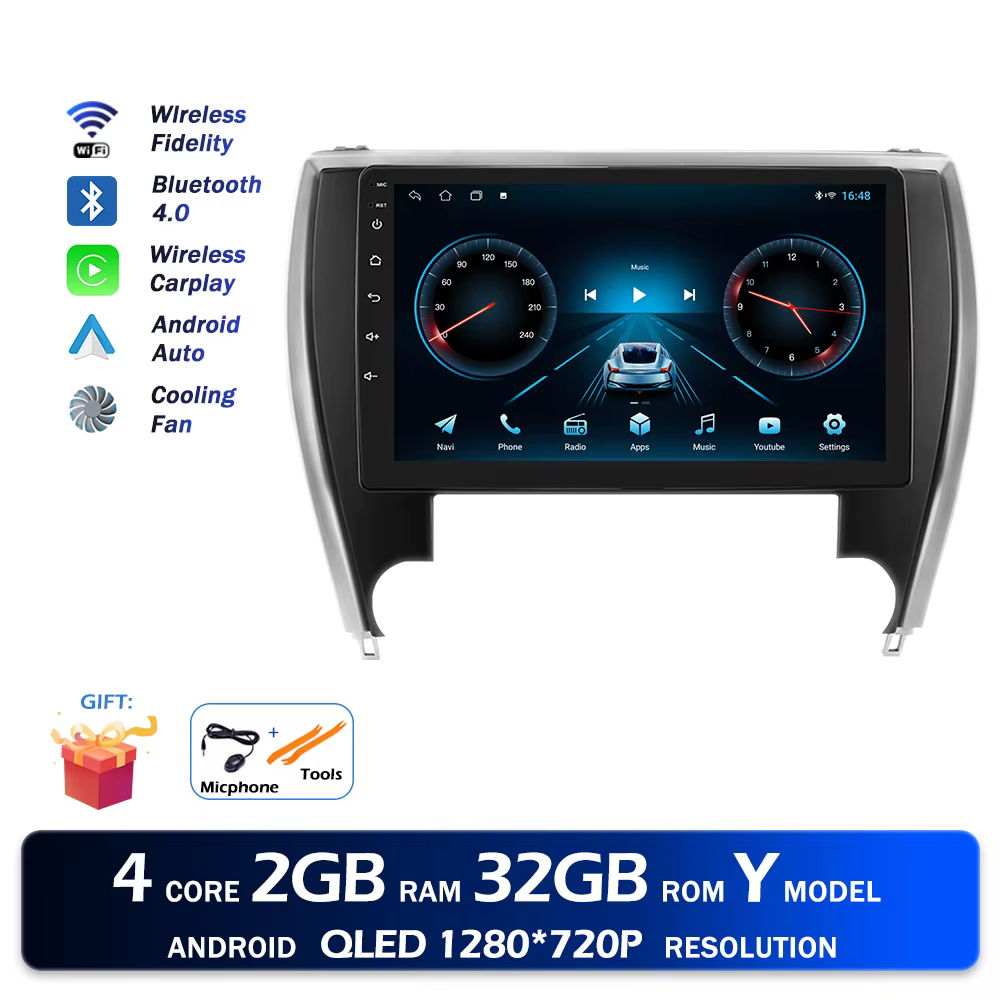 Navigation GPS Android 16 pour Toyota Camry 2015-2017, autoradio, Carplay sans fil, lecteur multiméd