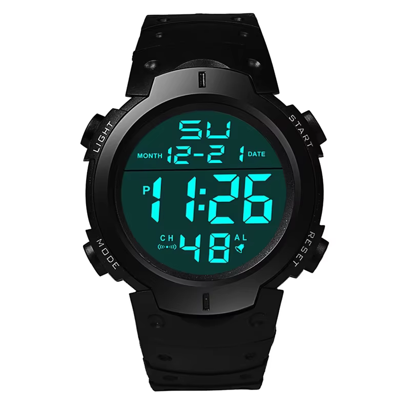 Hommes Sport montres LED haut de gamme hommes horloge numérique multi-fonctionnel en caoutchouc homm