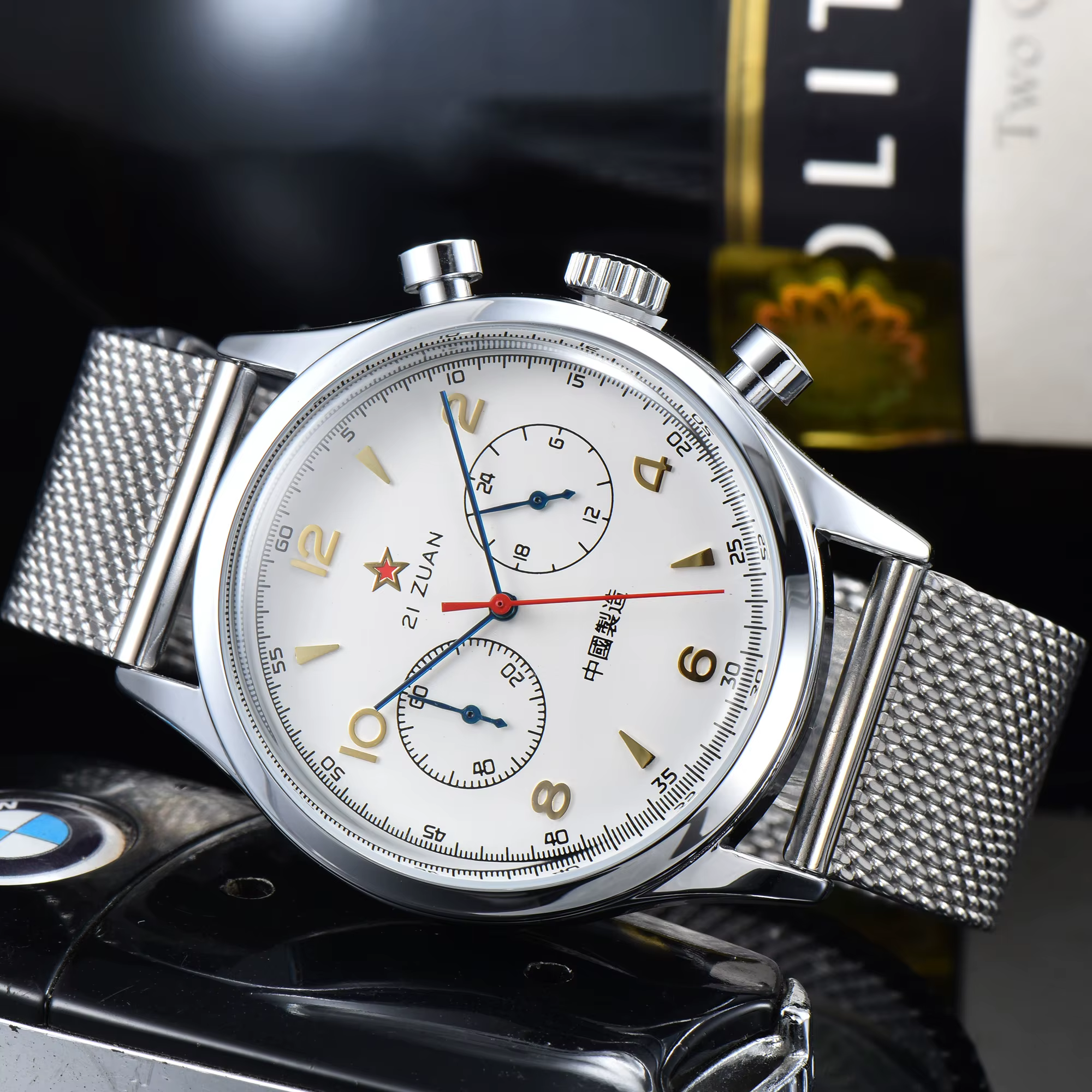 Montres pour hommes 1963, montre pilote automatique 42 mm, étanche, rétro, quartz, chronographe, mon