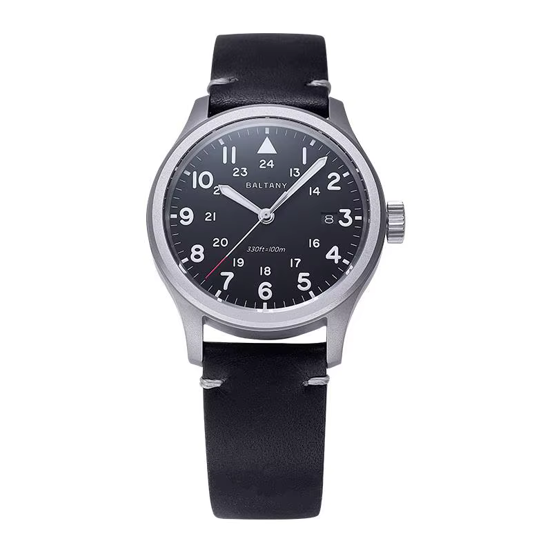 Montre de terrain à quartz Baltany S2082 pour homme, 39 mm, date, batterie 10 ans, étanche 100 m, ré