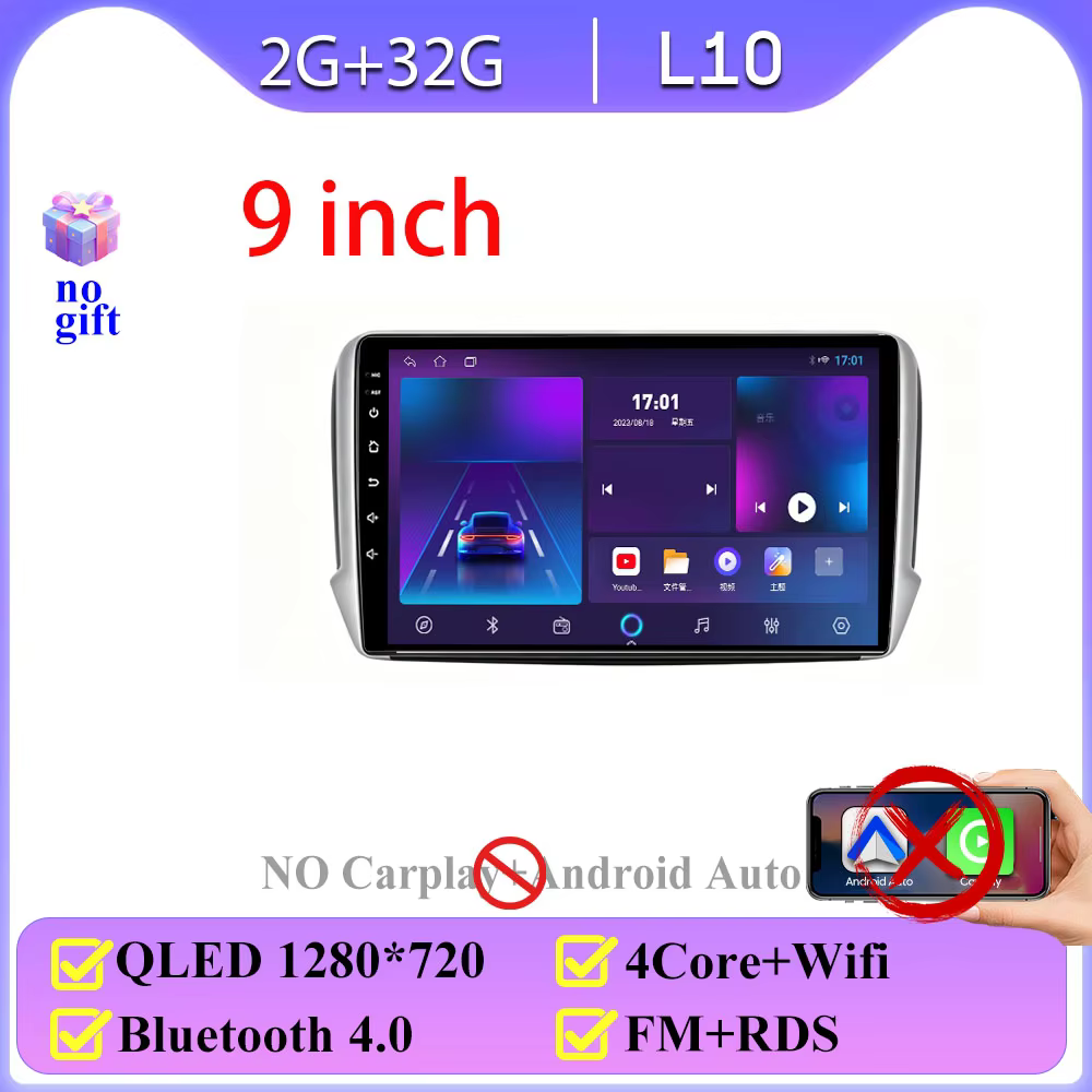 Carplay Android Auto pour Peugeot 208 2008 Série 2012-2018 5G Wifi GPS Navigation Autoradio GPS Syst