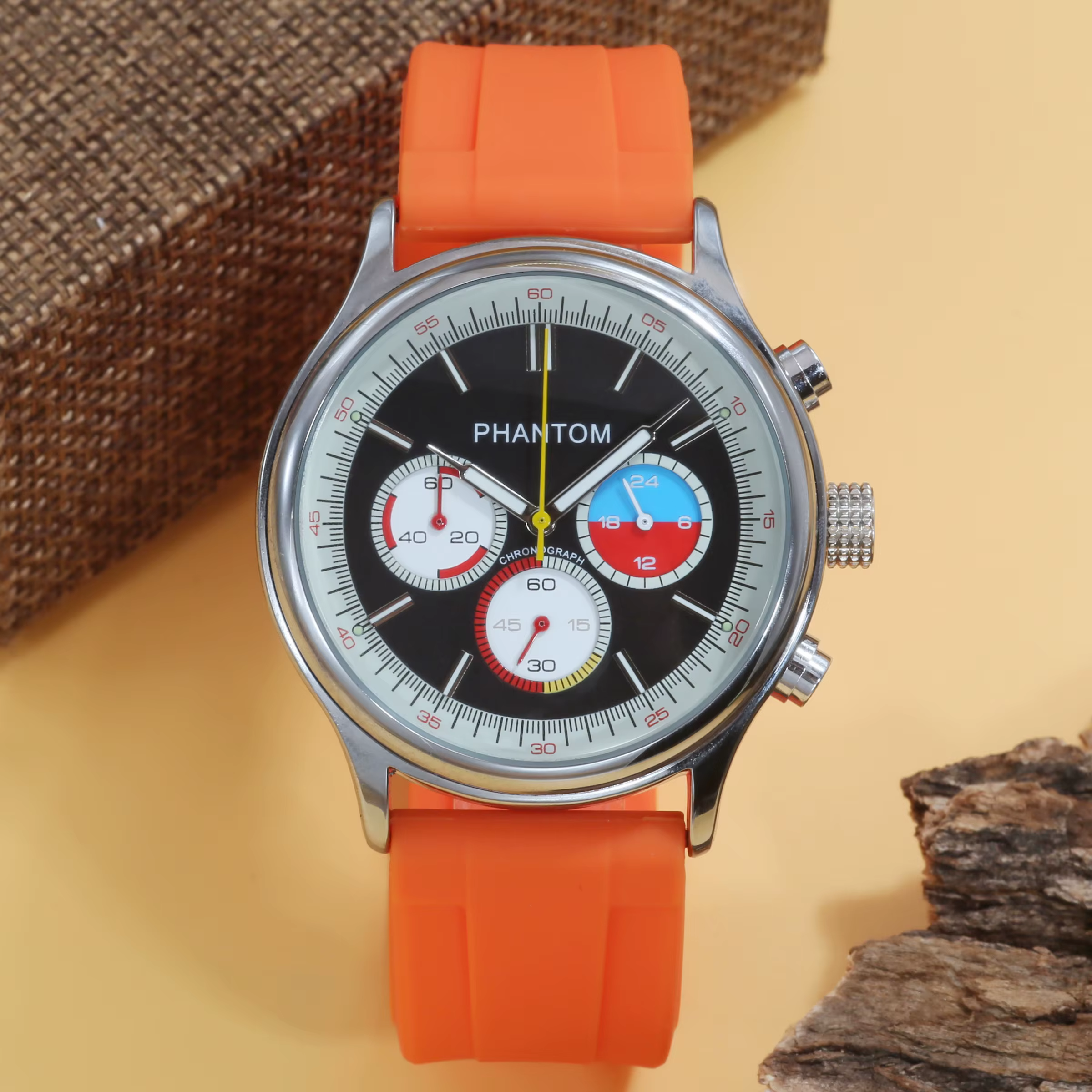 Montre pour homme PHANTOM Sport Chrono - Acier inoxydable résistant aux rayures, chronomètre et cale