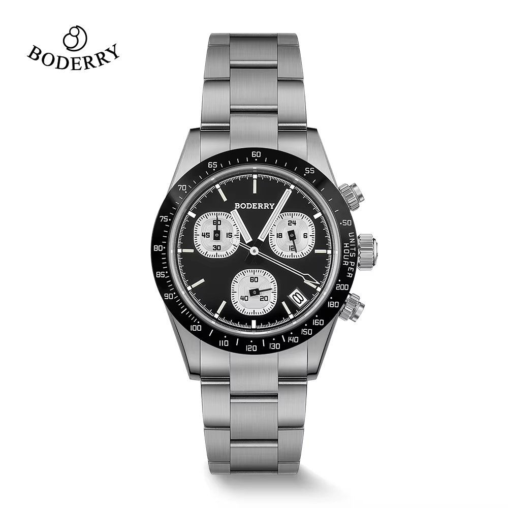 Montre chronographe Boderry GOLDACE en titane, 100M WR, méca-quartz, verre saphir 42 mm, montre-brac