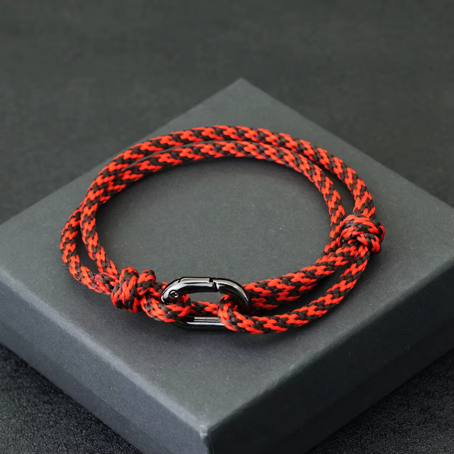 Nouveau Bracelet de corde fait à la main hommes réglable bicouche boucle coulissante macramé Braslet