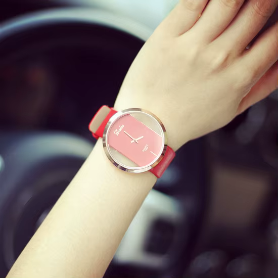 Mode chaude femmes montre de luxe en cuir squelette bracelet montre femmes robe montre à Quartz déco