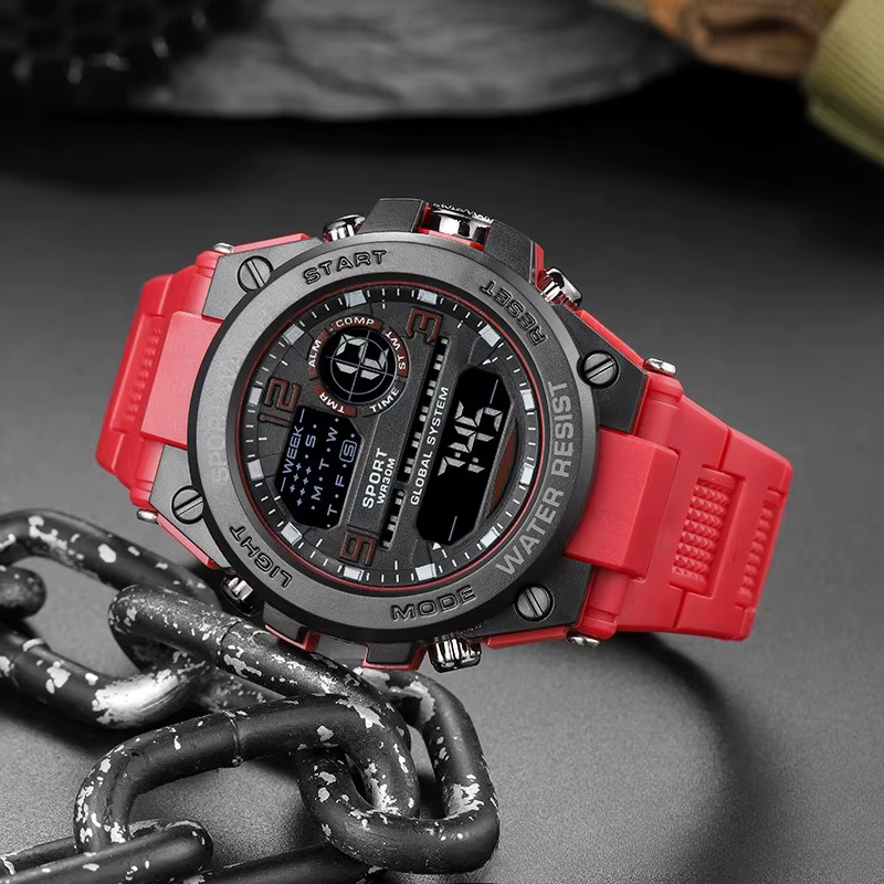 Montre de sport multifonctionnelle - Montre électronique lumineuse pour l'extérieur avec alarme et m
