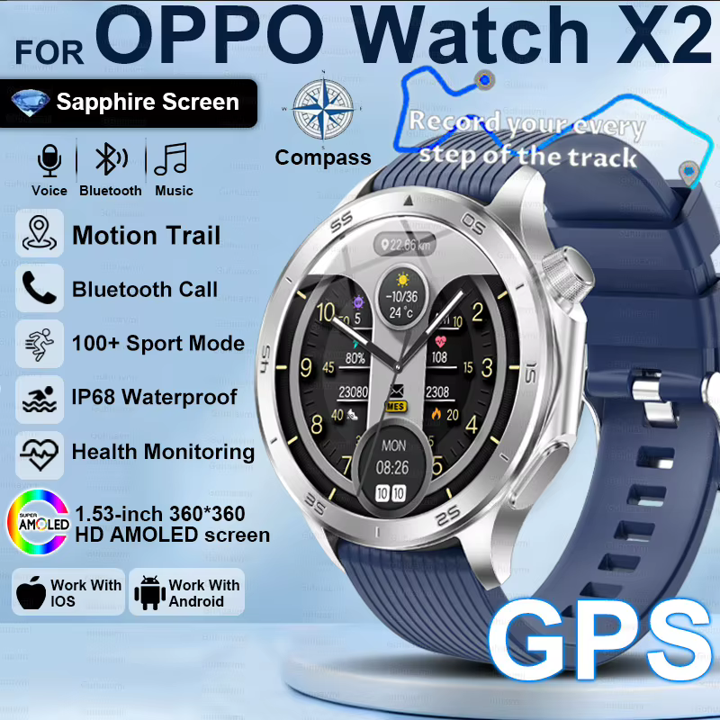 2025 pour Samsung montre X2 montres intelligentes hommes 360*360 HD AMOLED écran fréquence cardiaque