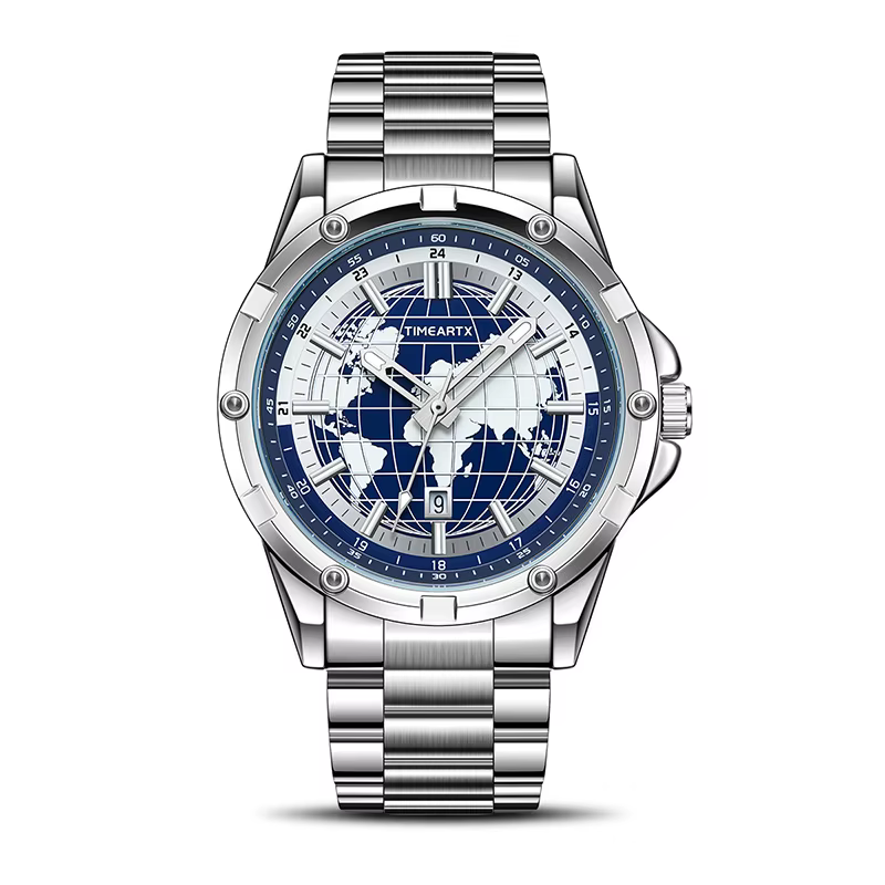 Montre pour homme TIMEARTX, design cartographique tendance, montre à quartz, luminescente, date auto