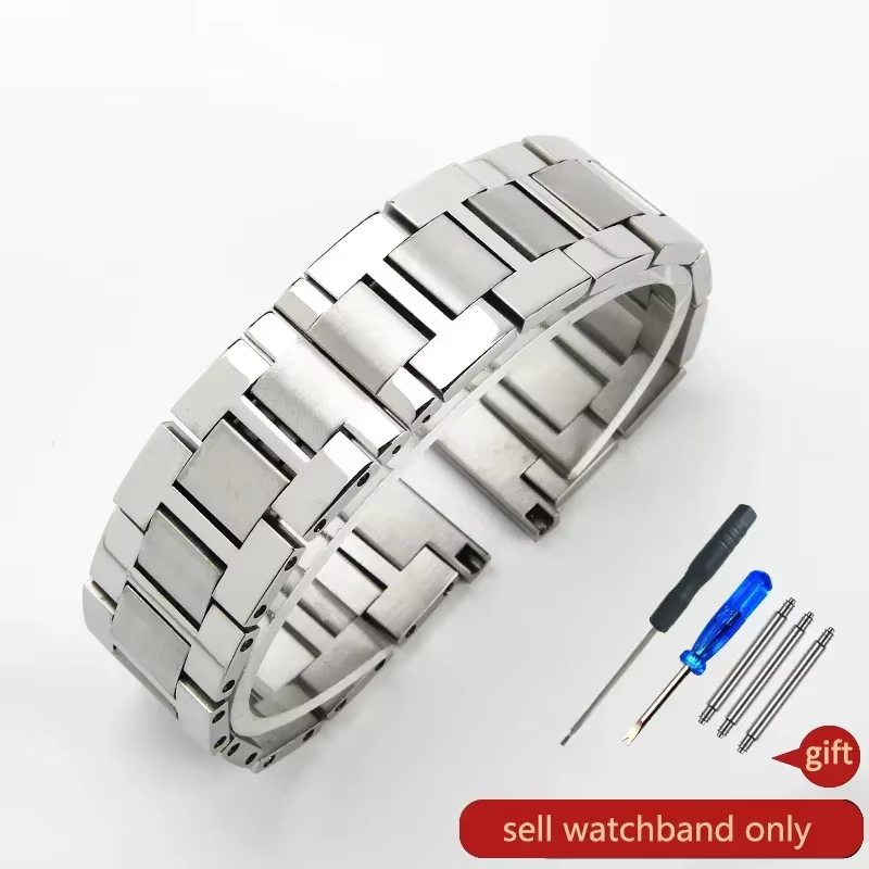 Pour Cartier Tank Band hommes et femmes Bracelet de montre en acier Ronde Solo Original résistant à
