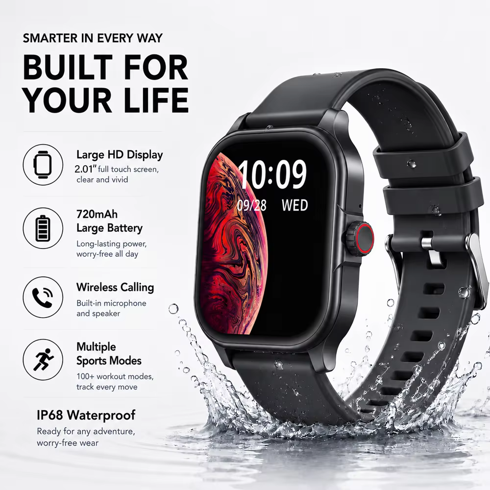 Nouvelle montre connectée 2026, 60 jours d'autonomie, appels Bluetooth, fréquence cardiaque, étanche