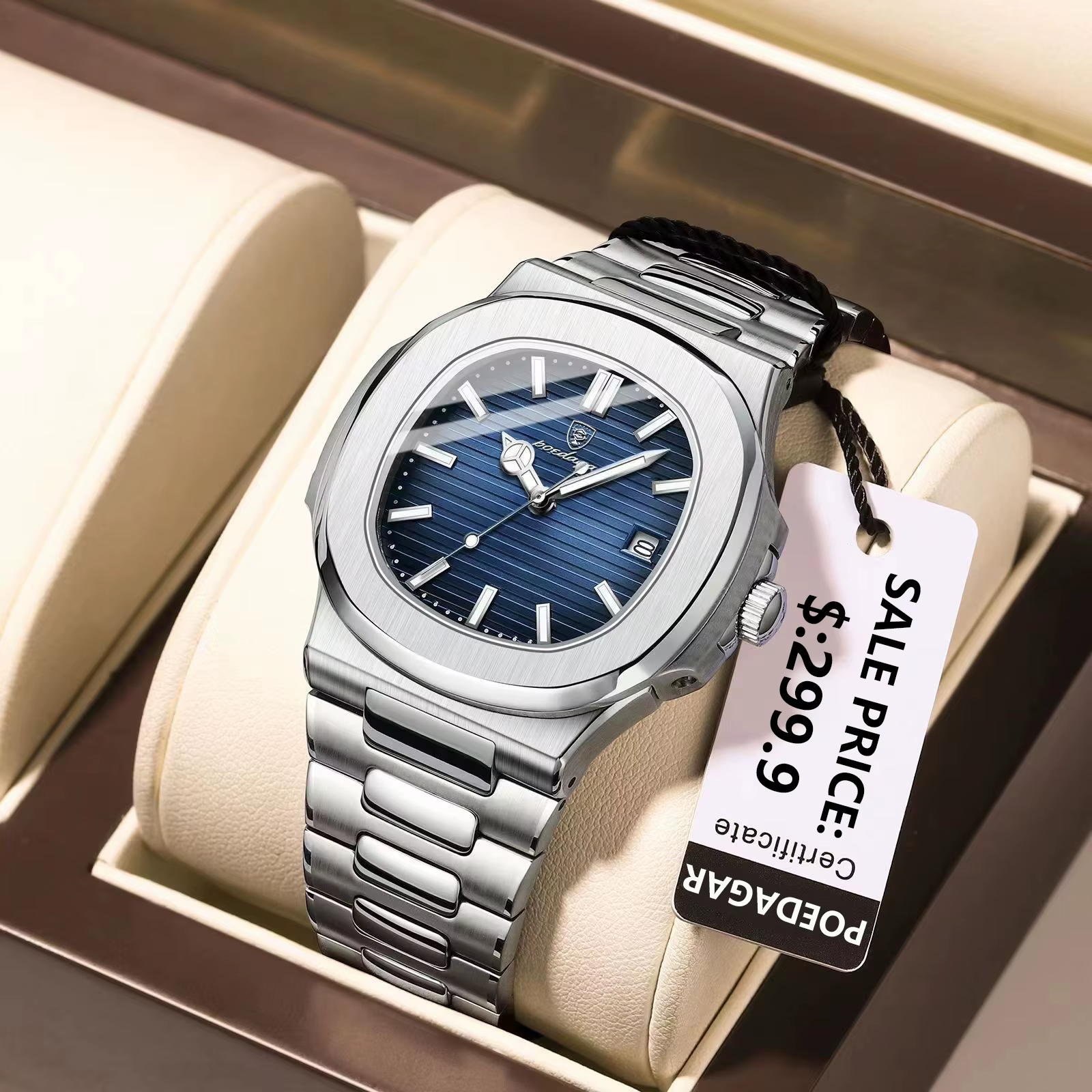 POEDAGAR marque de luxe hommes montre-bracelet à Quartz en acier inoxydable étanche lumineux Date ho