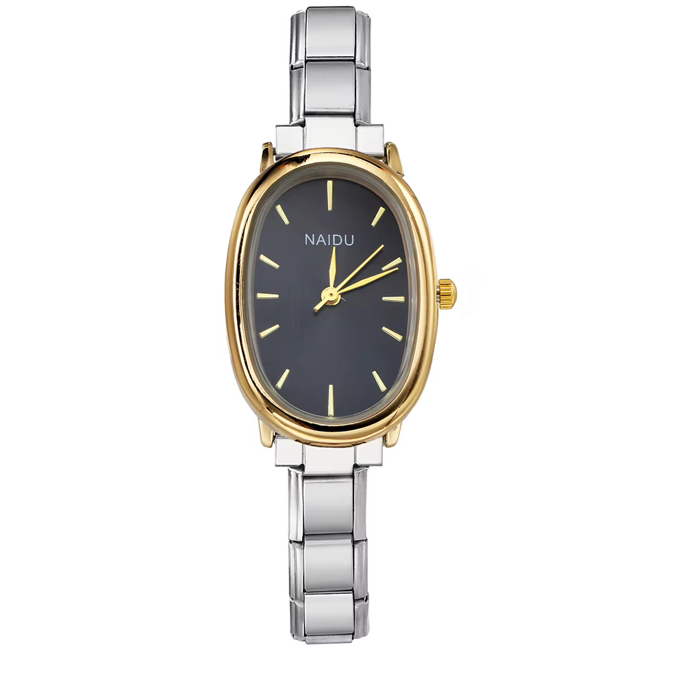 GEMOSA Design de mode moderne ovale montres à quartz décontractées femmes dames en acier inoxydable