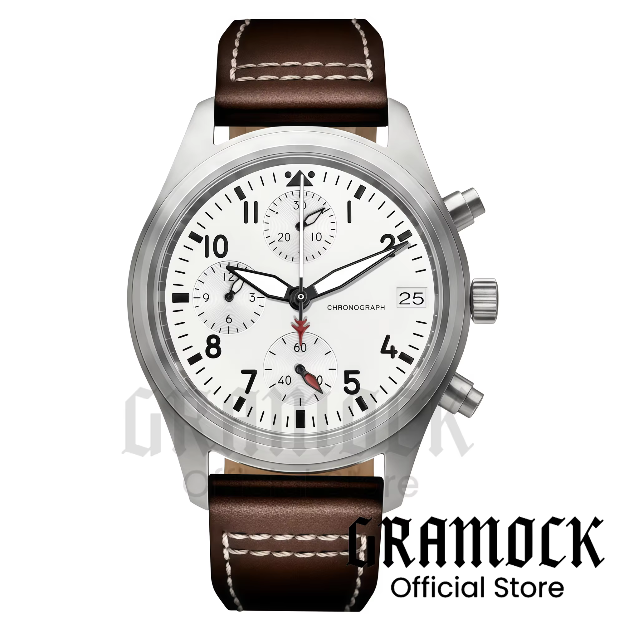 Montre de plongée vintage pour homme en acier de 38 mm, chronographe à quartz VK67, bracelet en cuir