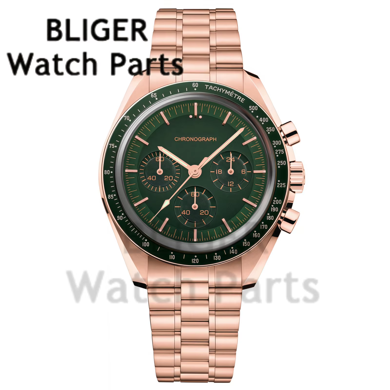 Montre de sport chronographe multifonction personnalisable pour homme, or rose, 5 ATM, acier, plongé
