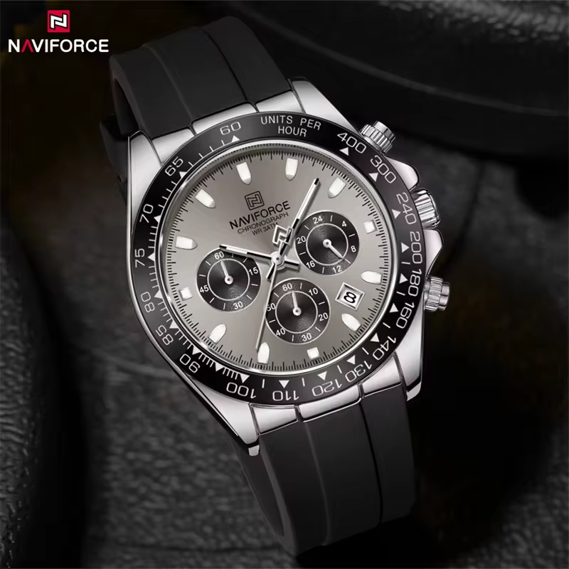 Montre décontractée pour homme NAVIFORCE, étanche, sportive, à quartz, bracelet en silicone, chronog