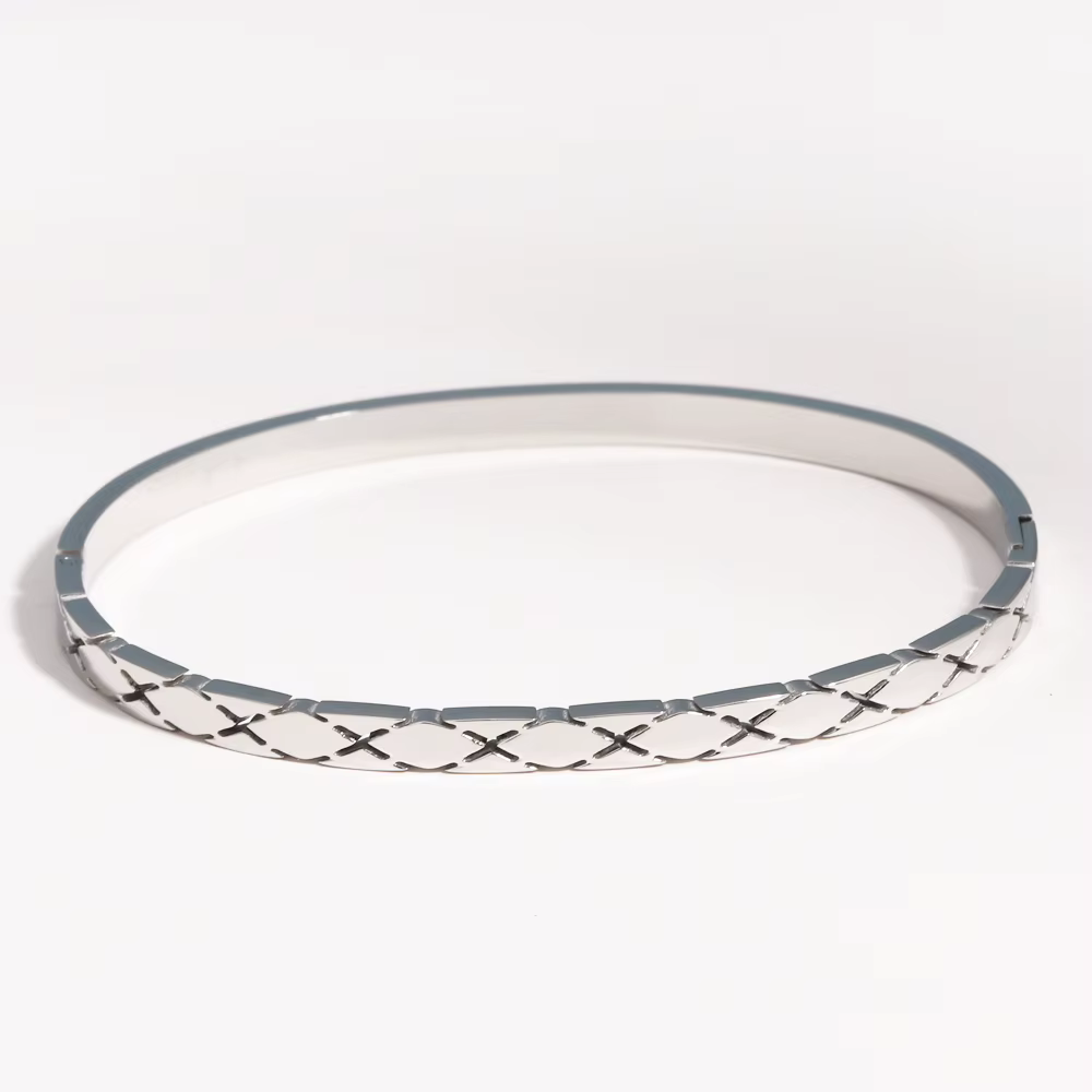 Bracelet ouvert de luxe en Zircon brillant pour femmes, en acier inoxydable exquis, Design X, bijoux