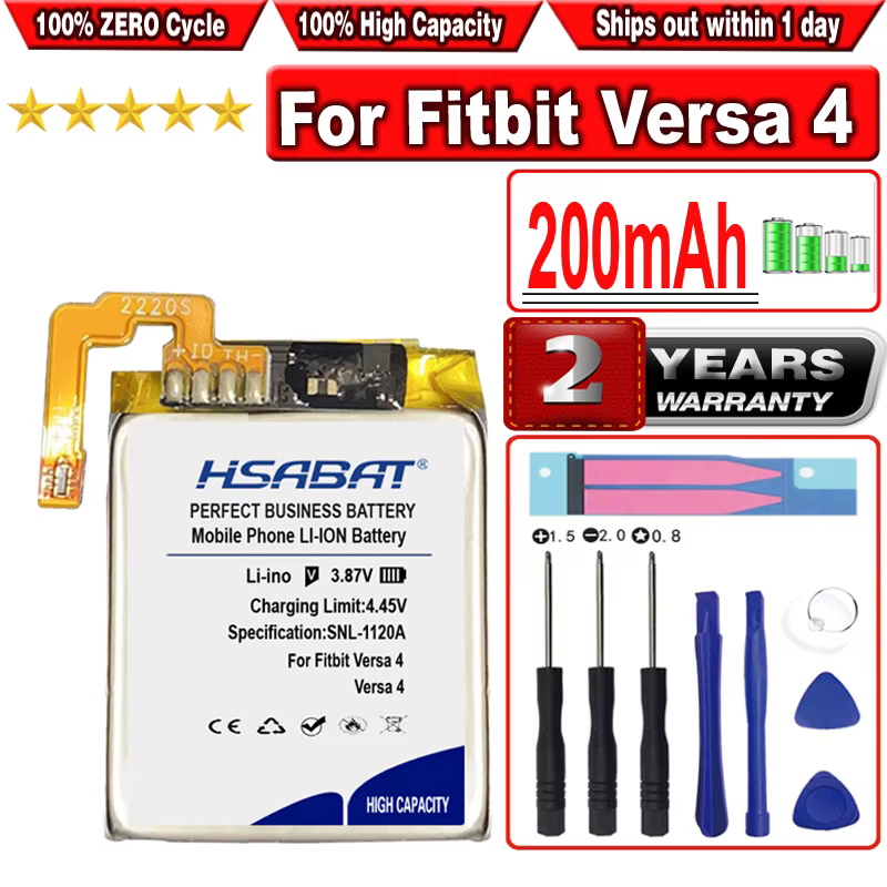 Batterie HSABAT 200mAh pour montre de sport intelligente Fitbit Versa4 Versa 4