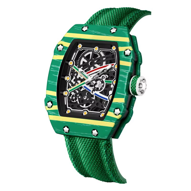 Nouvelle montre à quartz tendance ultra-fine en forme de tonneau de vin avec bracelet en nylon, élég
