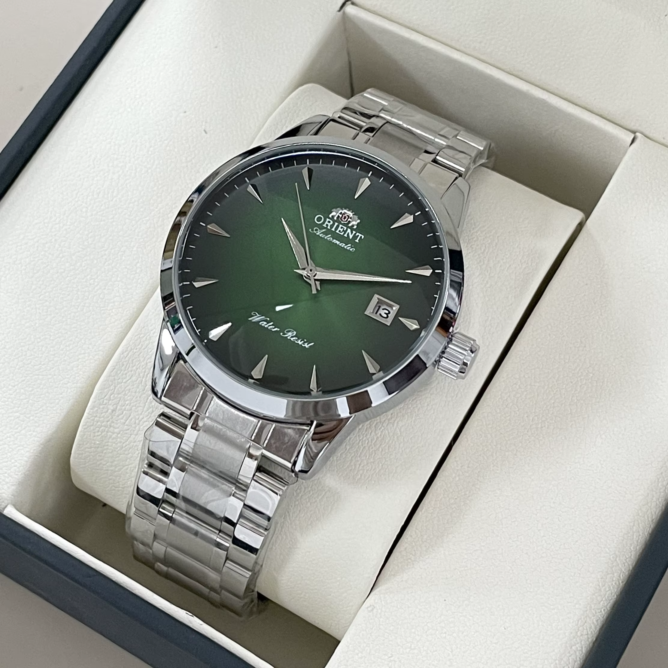 Montre automatique pour hommes Orient, bracelet en acier inoxydable à cadran noir, montre-bracelet d